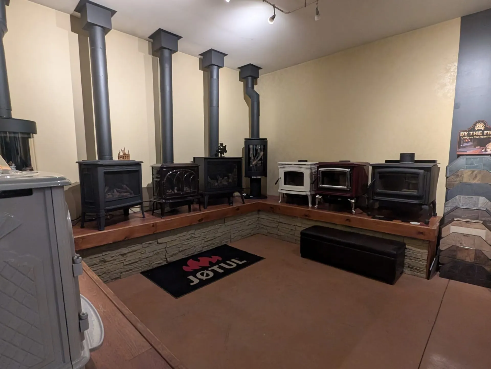 Jotul cast iron stove display in the showroom